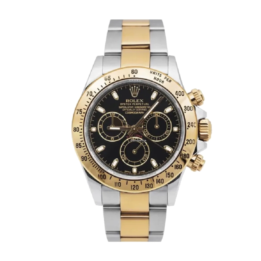 daytona-116520-gold-steel-black-replica-1 Rolex Daytona 116523 Black Rolesor Gold Steel - Image 1