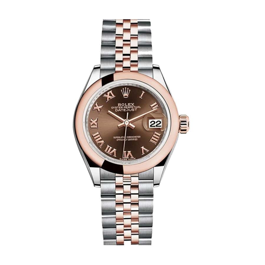 rolex-datejust-28mm-279161-steel-everose-gold-automatic-chocolate-dial Rolex Lady-Datejust 279161 Chocolate Roman Dial - Image 1