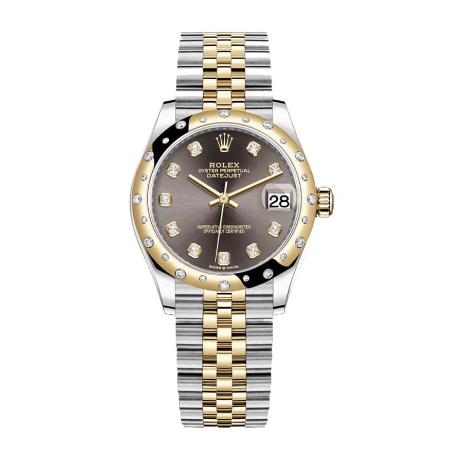 rolex-datejust-31mm-278343rbr-yellow-gold-steel-automatic-grey-with-diamond-dial Rolex Datejust 278343RBR Champagne Roman Dial - Image 1