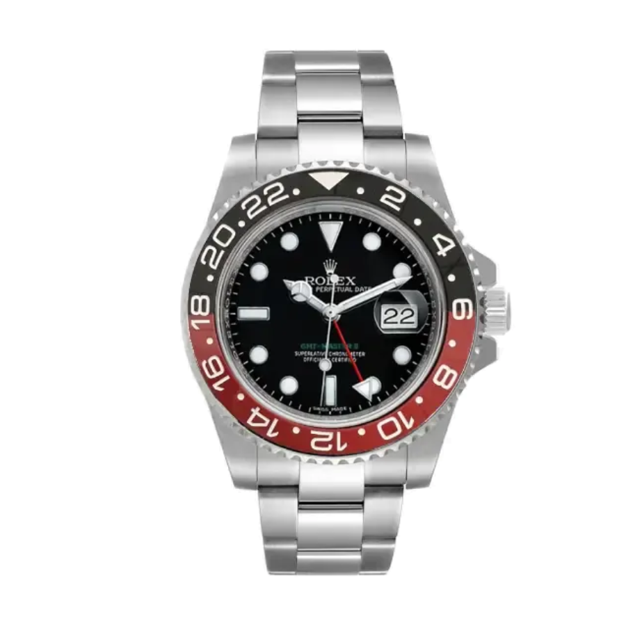 rolex-gmt-master-ii-red-black-dial-coke-16710-1 Rolex GMT-Master II 16710 Coke Bezel Red Black Dial - Image 1