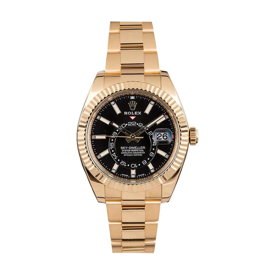 rolex-sky-dweller-black-dial-yellow-gold-326938-replica Rolex Sky-Dweller Gold - Image 1